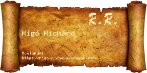 Rigó Richárd névjegykártya